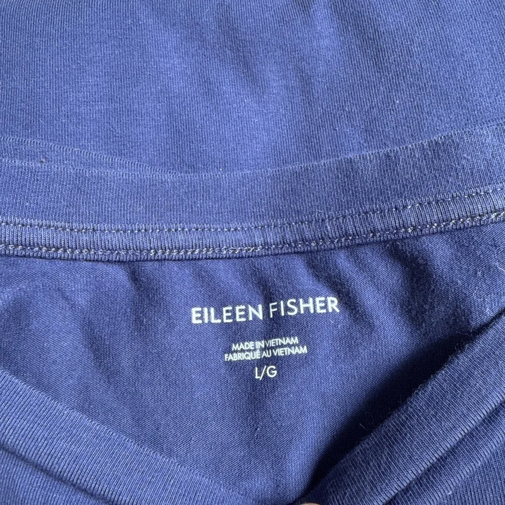 EUC Eileen Fisher short sleeve‎ organic tunic blue stretch side zippers size L